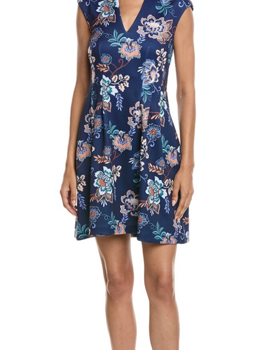 NWT Vince Camuto Navy Floral Fit-and-Flare Dress